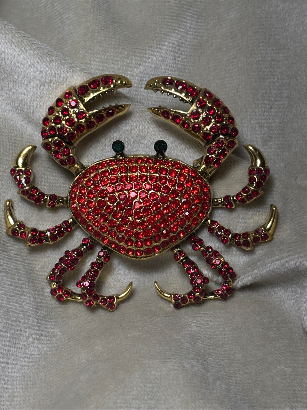 Gold-Tone Red Crystal Crab Brooch - Women Jewelry